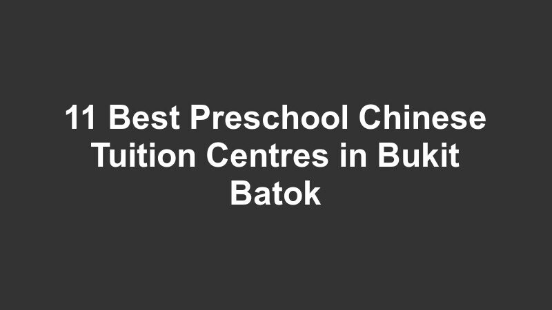 11 Best Preschool Chinese Tuition Centres in Bukit Batok