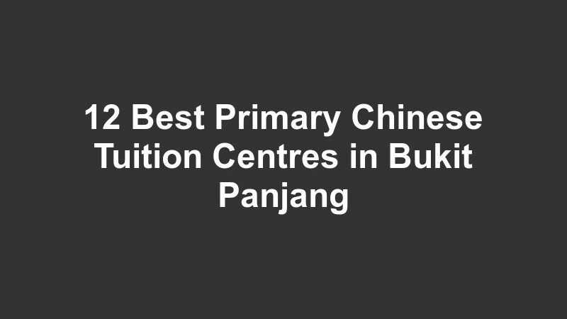 12 Best Primary Chinese Tuition Centres in Bukit Panjang