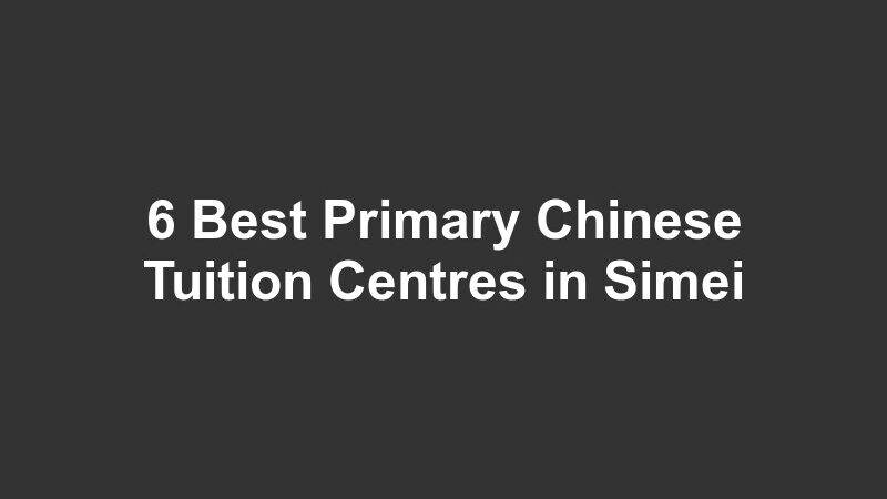 6 Best Primary Chinese Tuition Centres in Simei