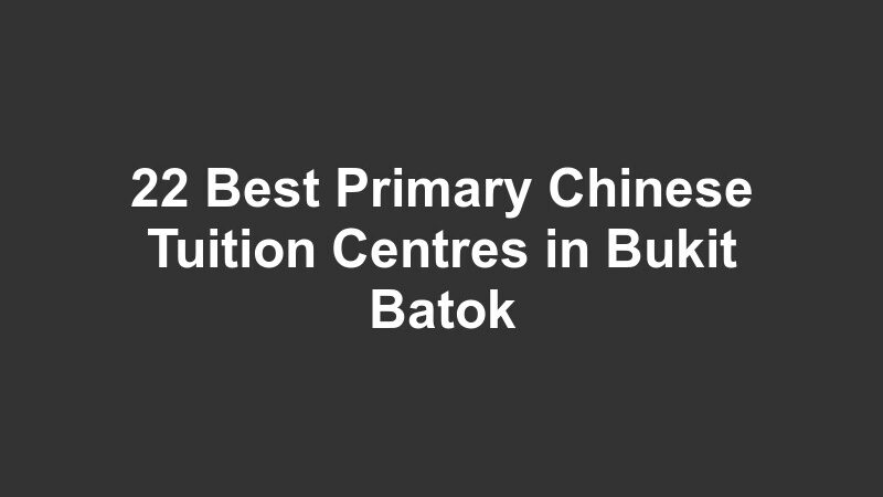 22 Best Primary Chinese Tuition Centres in Bukit Batok